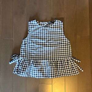 Blue and White Gingham Sleeveless Blouse